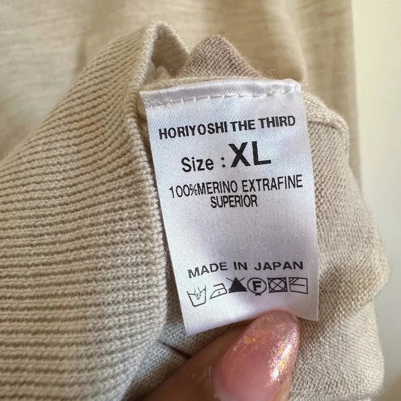 RARE Horiyoshi the Third 	100% Marino Extrafine Baige Sweater size XL - Picture 7 of 9